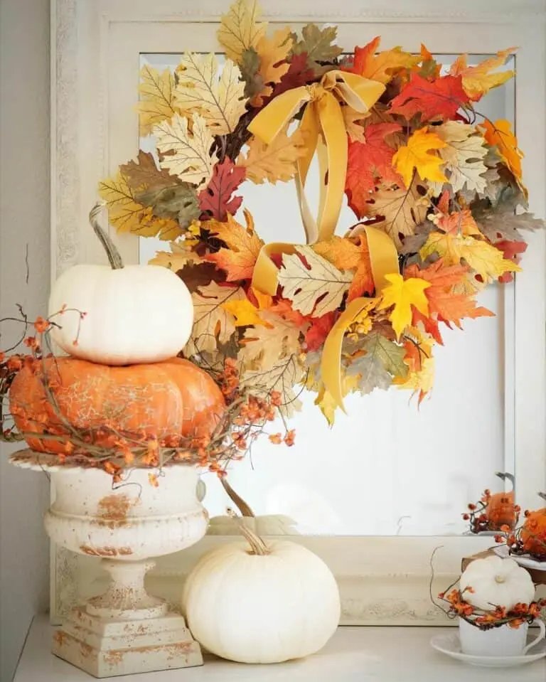 Autumn Leaf Wreath Display