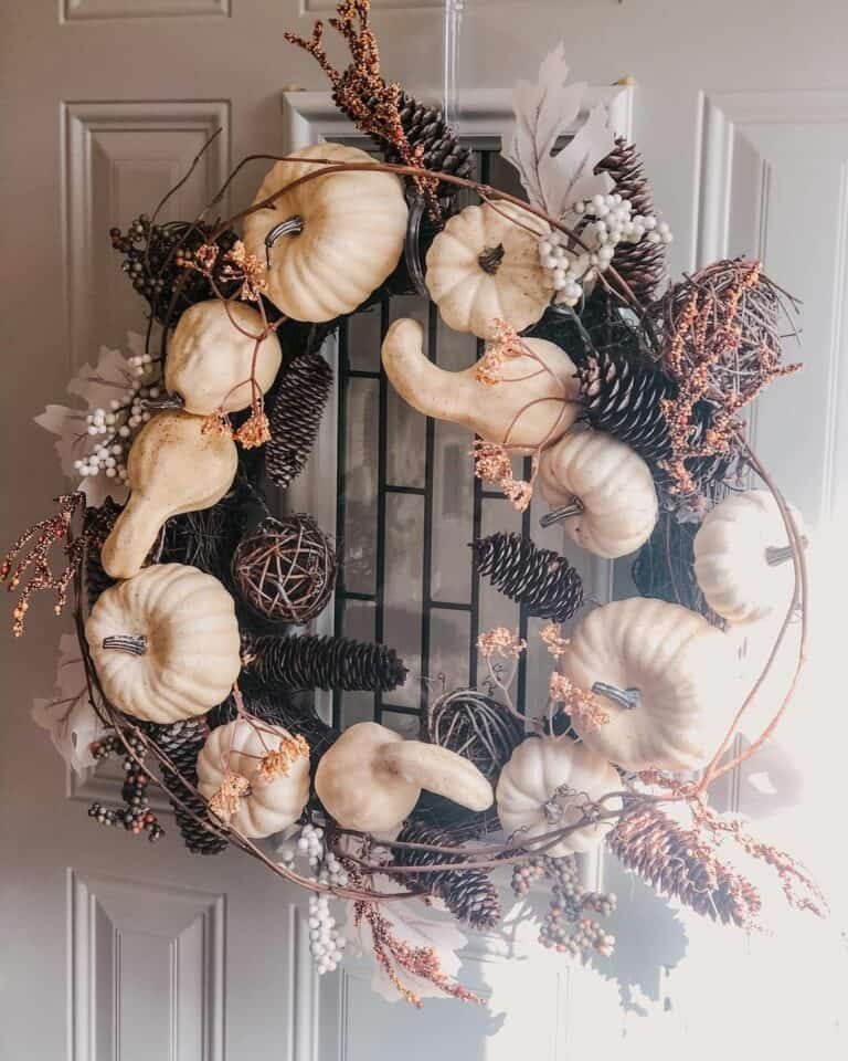 Beige Pumpkin Grapevine Wreath