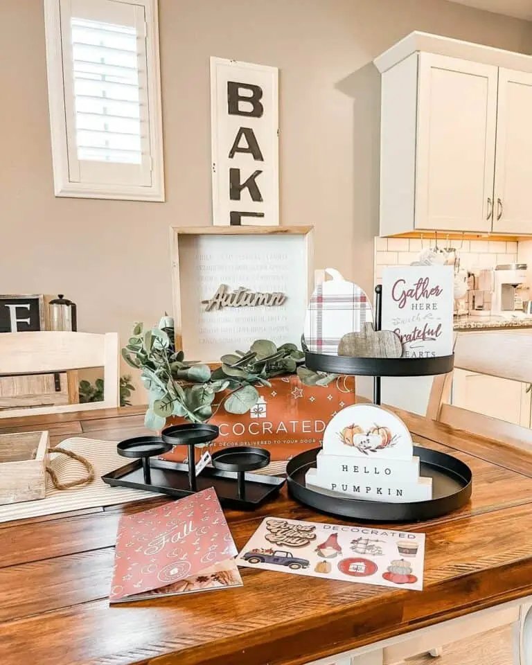 Black Tray with Fall Decor