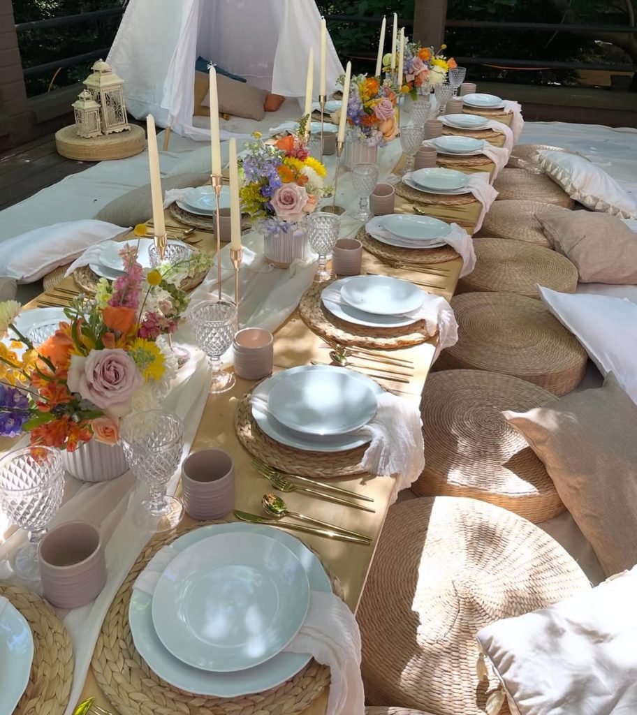 Bohemian Cushion Dining Setup