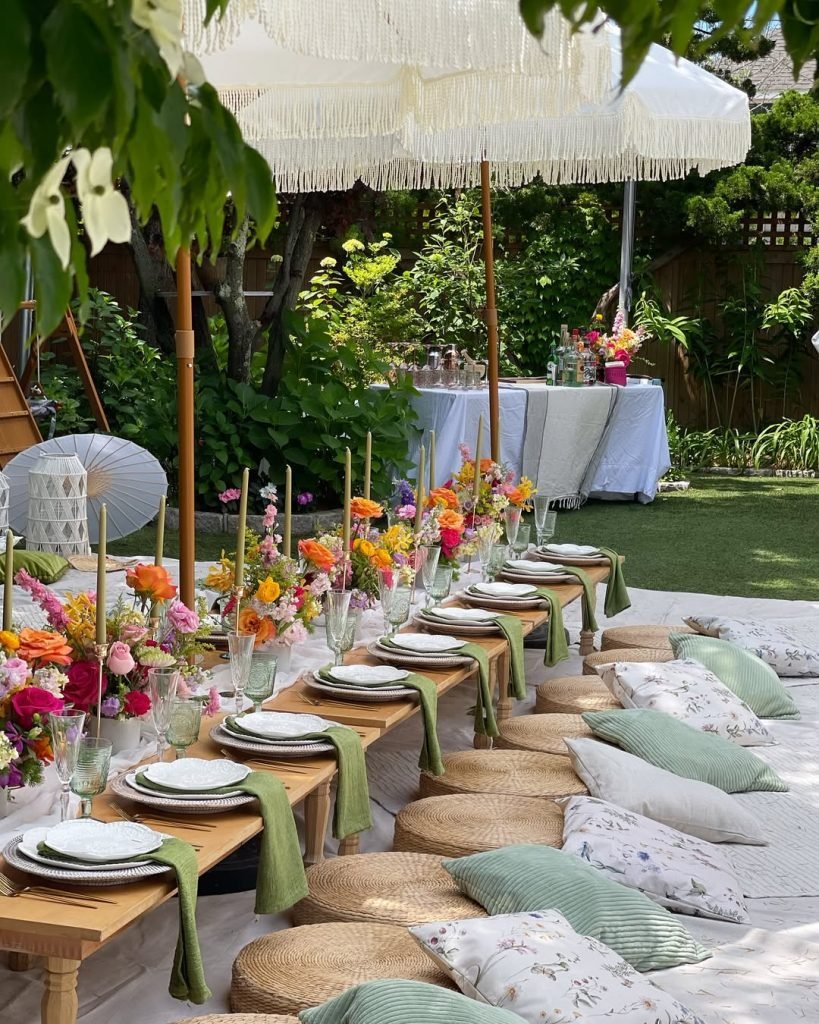 Chic Fringed Umbrella Setting