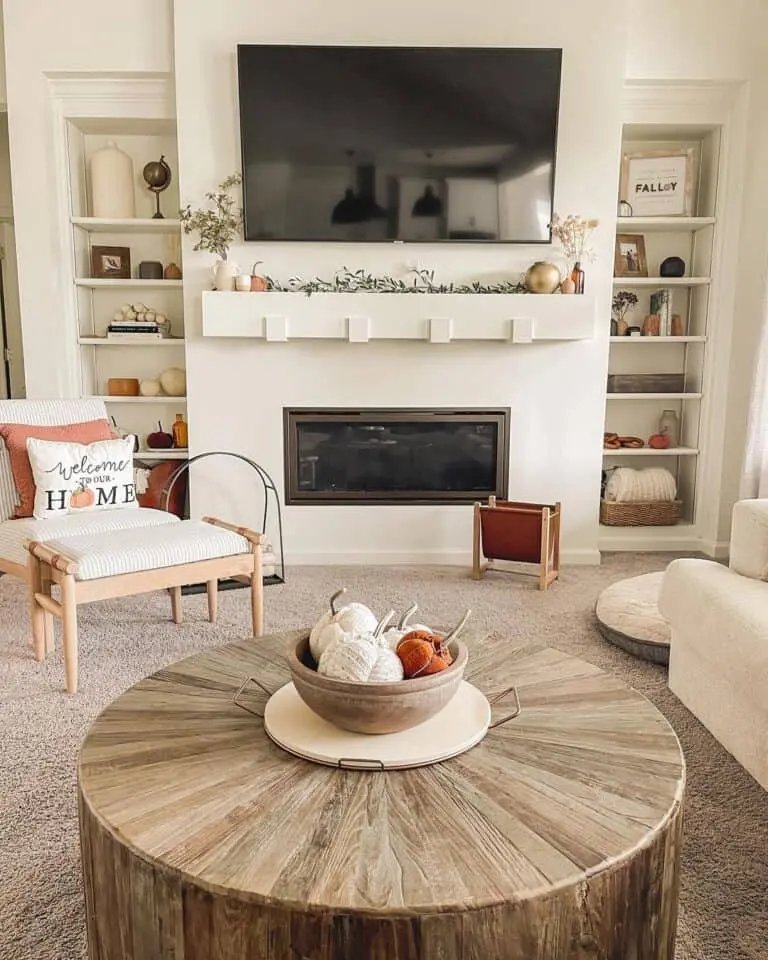 Fall Decor on Drum Table