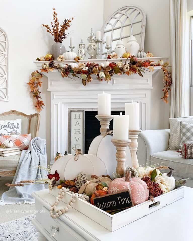 Fall Decorations for White Living Room