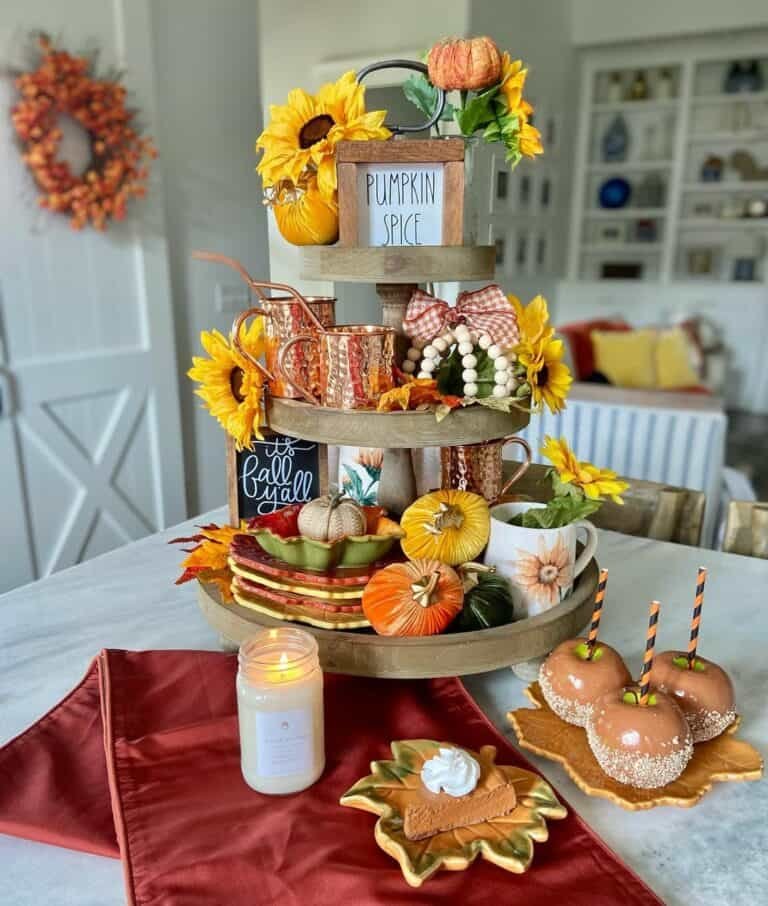 Fall Tray with Sunflowers