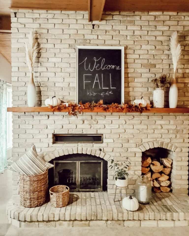 Gray Brick Fireplace Decor