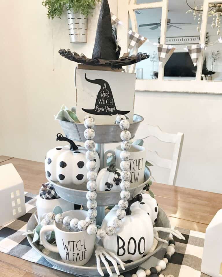 Monochrome Witch-Themed Tray Decor