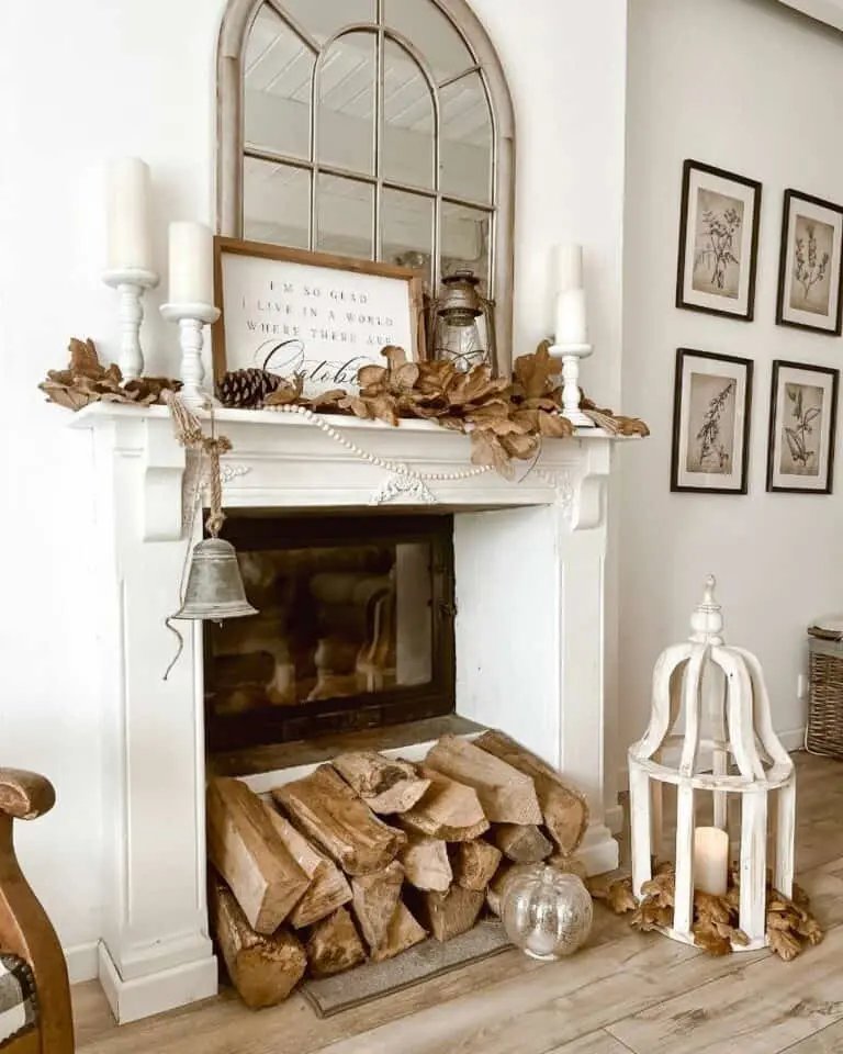 Natural Fall Fireplace Decor