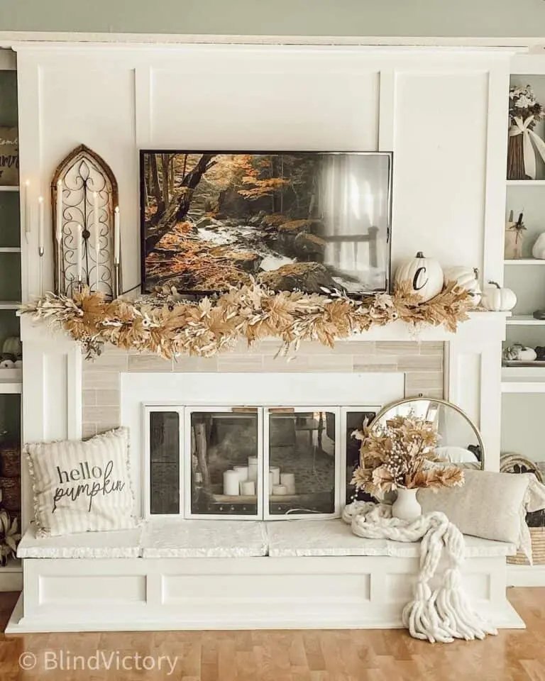 Neutral Fall Mantel Decor