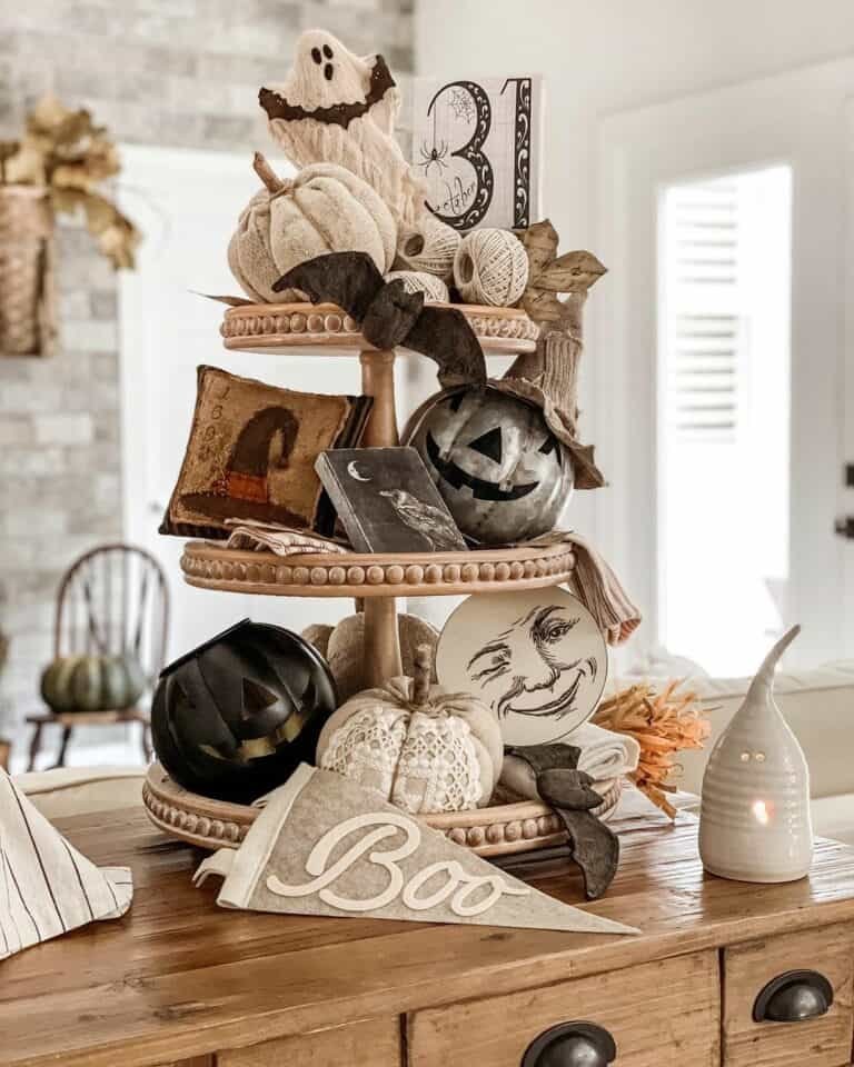 Neutral Halloween Tray Decor
