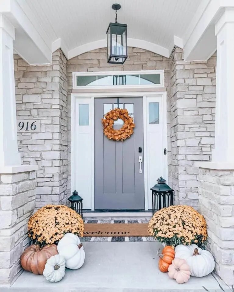 Orange and White Porch Decor