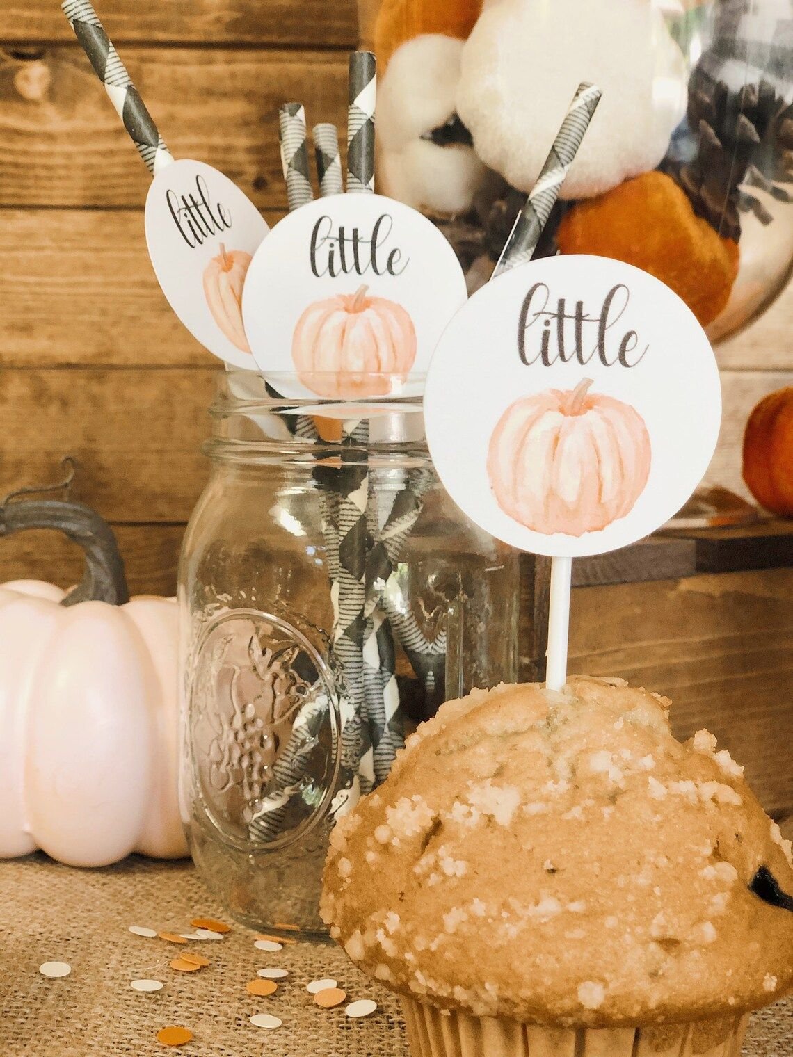 Pumpkin-Themed Paper Straws