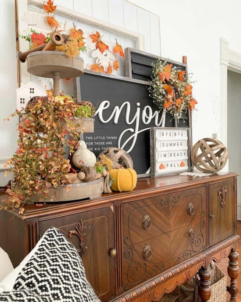 Vintage Wooden Tray Display