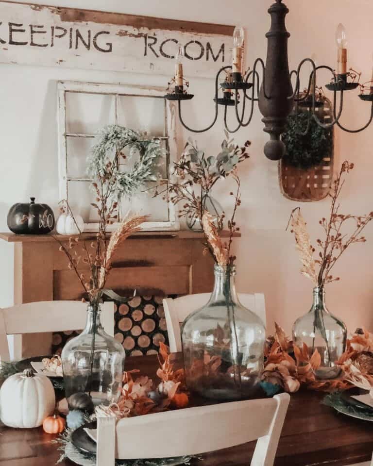 Autumn Tablescape in Vintage Dining Room