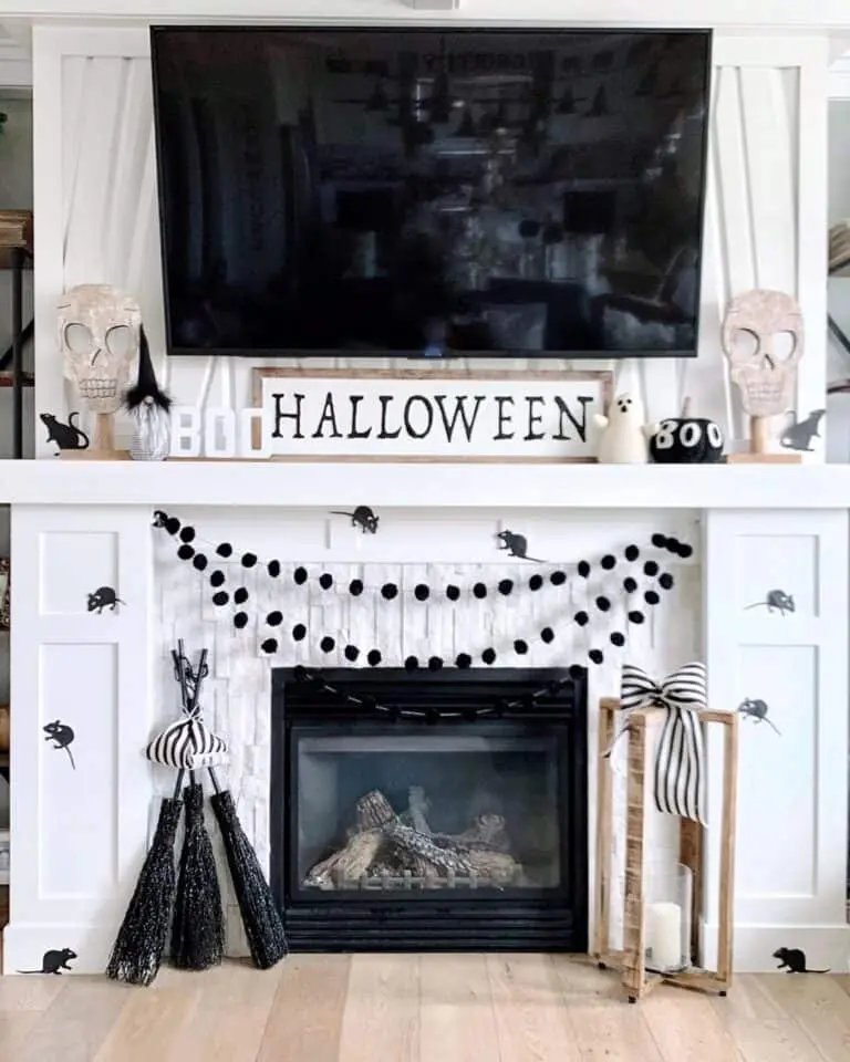 Black and White Fireplace Decor