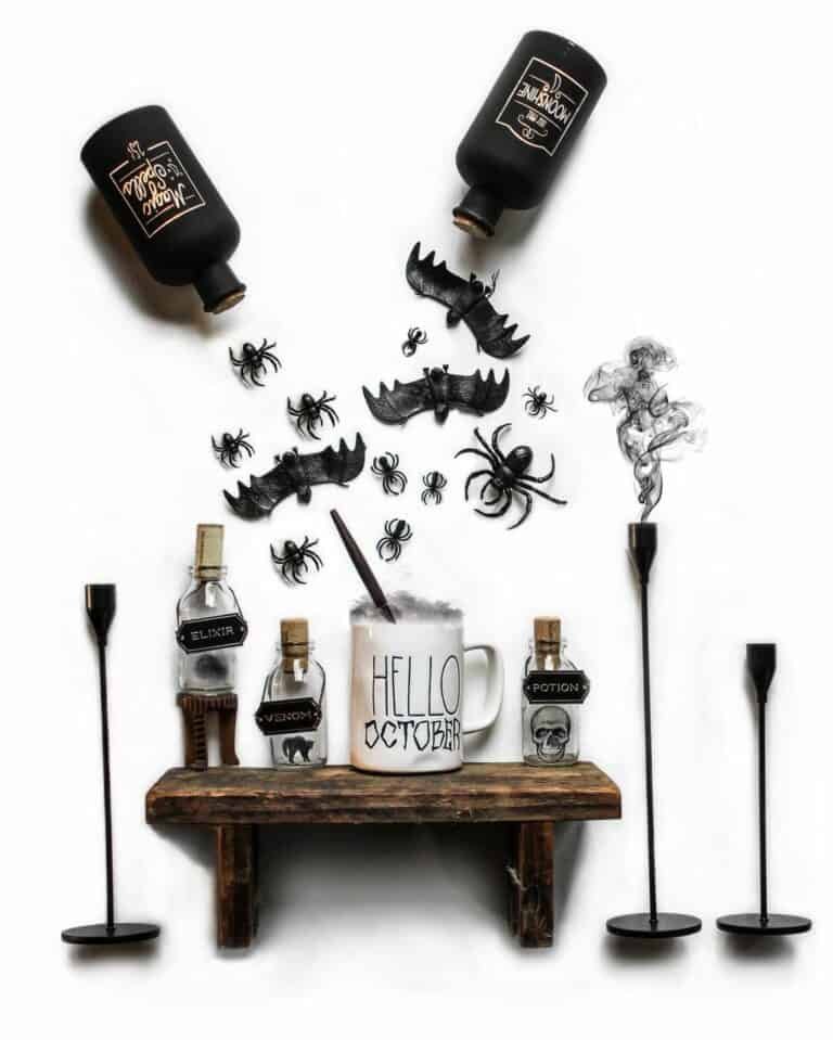 Black and White Halloween Display