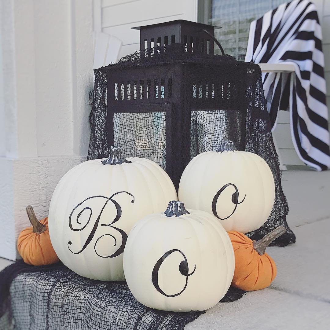 BOO Written on Faux Pumpkins
