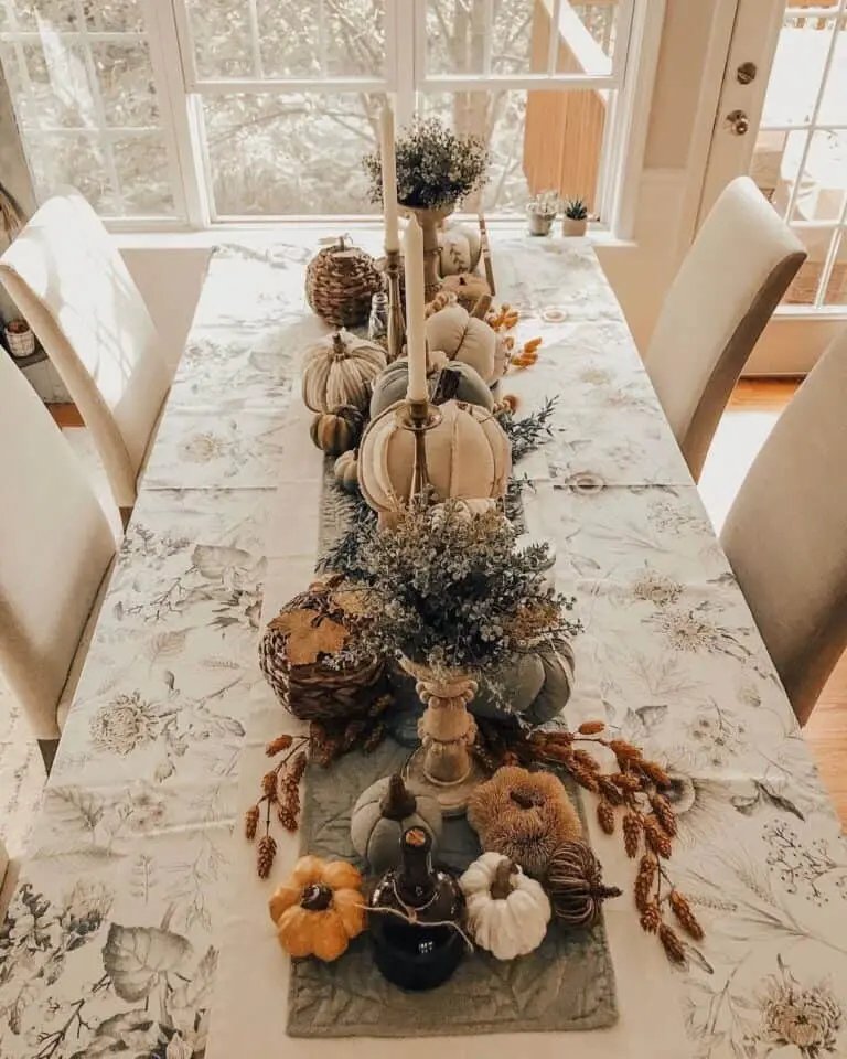Botanical Table Setting with Pumpkins