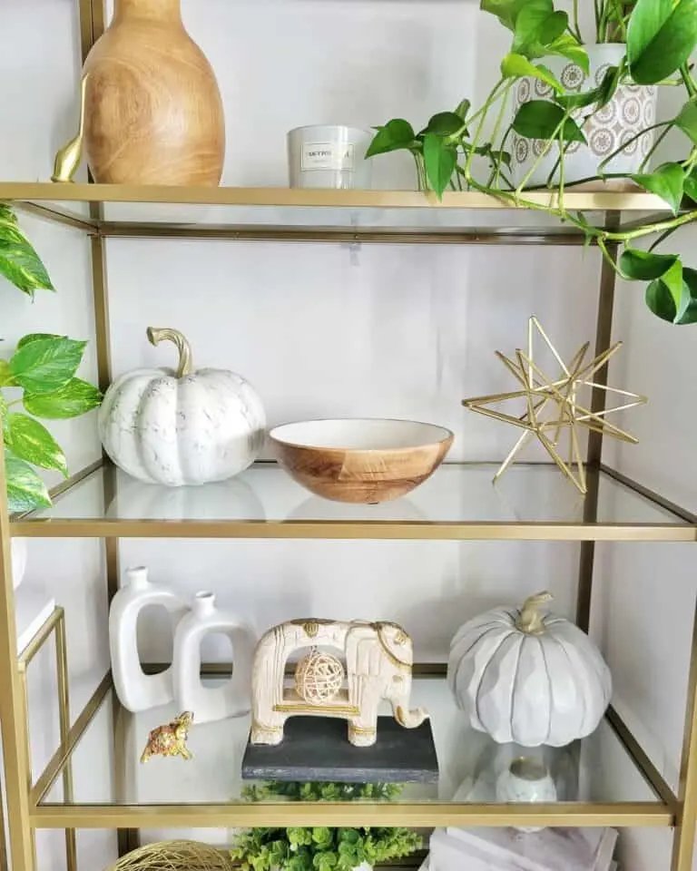Brass and Glass Shelf Decor