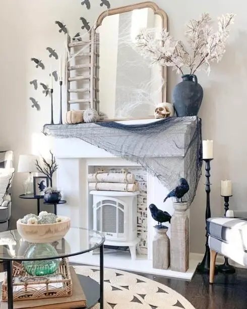 Crow Decorations and Cobwebs