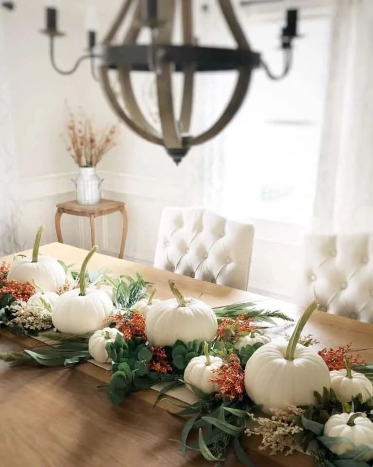 Fall Dining with White Pumpkins