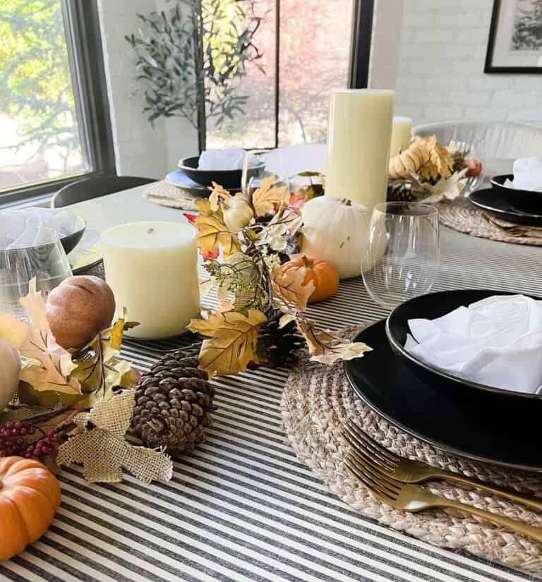 Pine Cone and Pumpkin Centerpiece