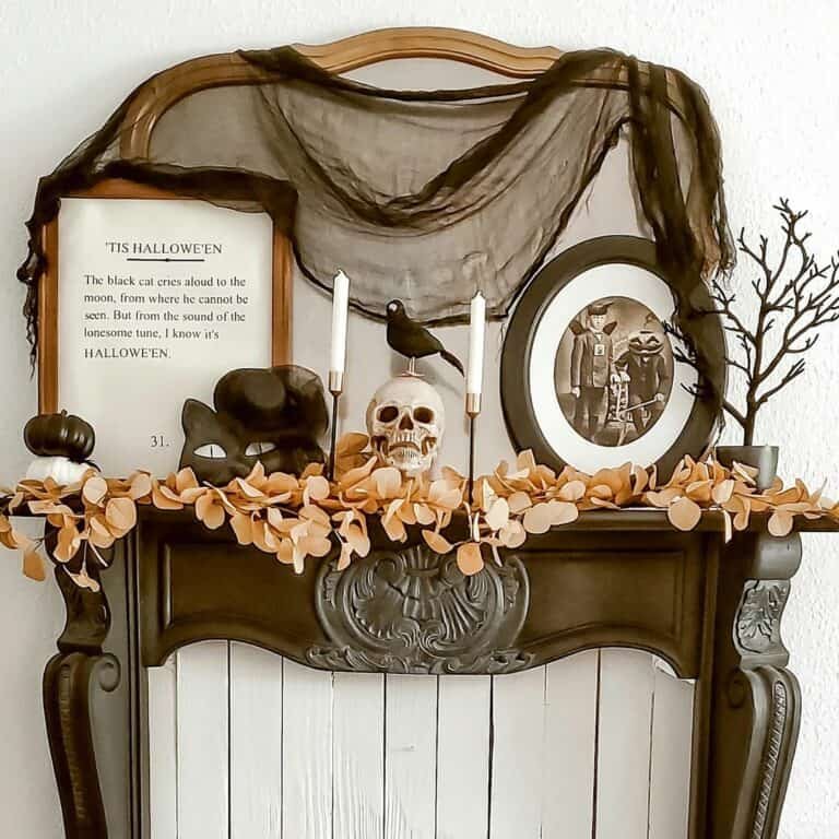 Skeleton Decor on Mantel