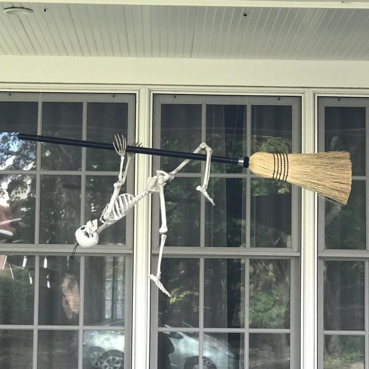 Skeleton on Broom Decor