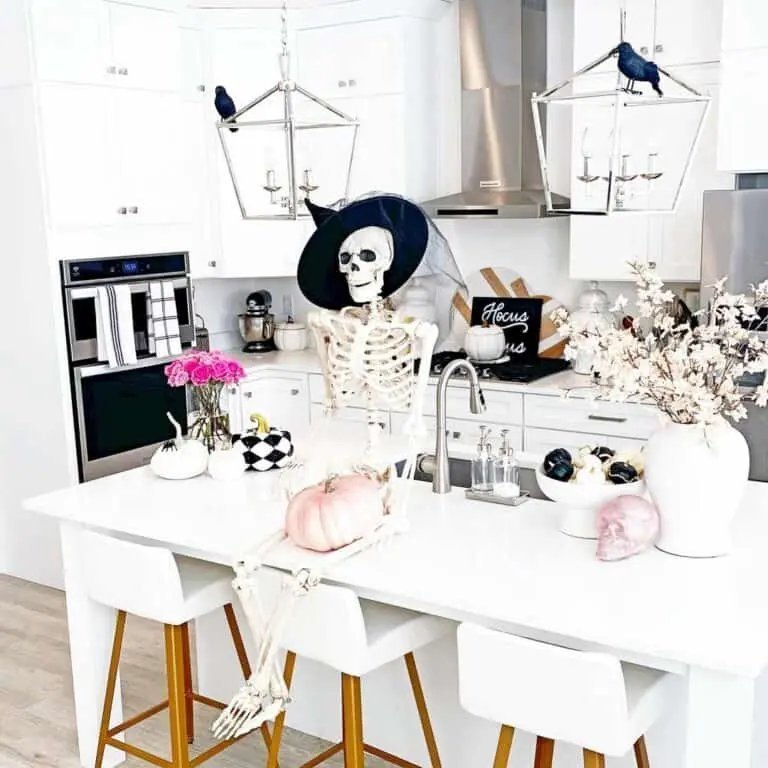 Skeleton with Pink Pumpkin