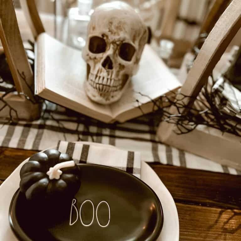 Skull and Book Centerpiece