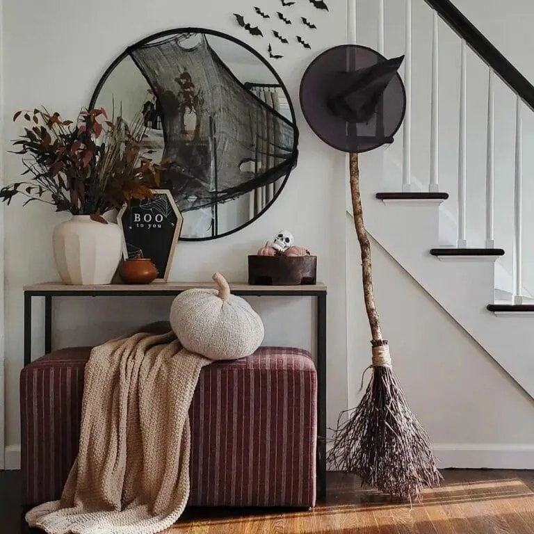 Striped Ottomans Under Table