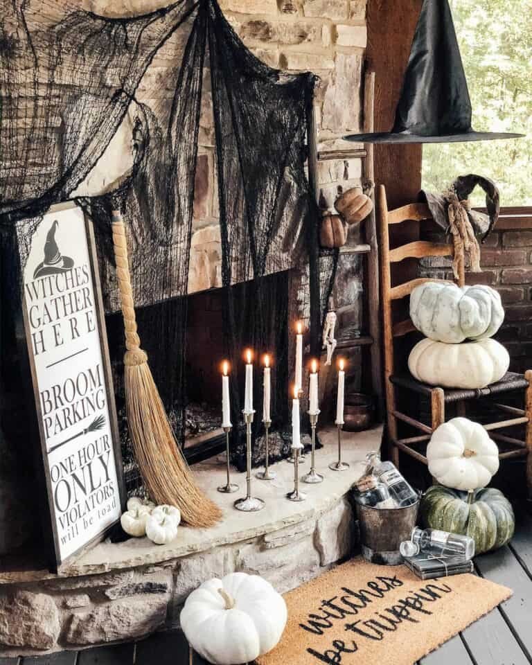 Vintage Halloween Fireplace Decor