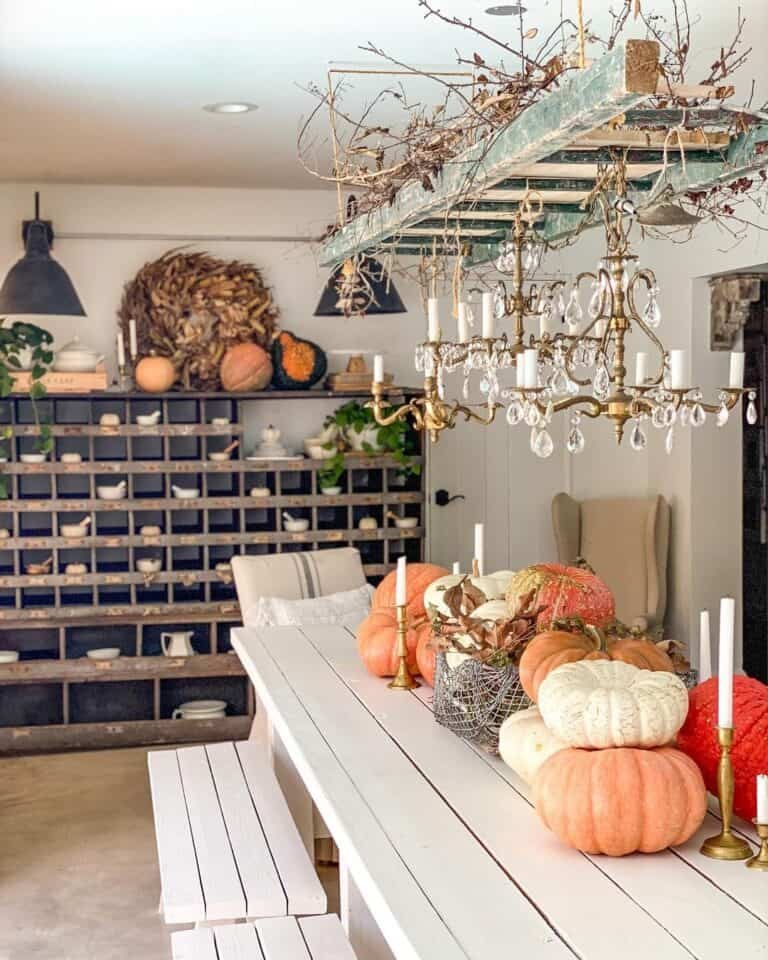 Vintage Kitchen with Pumpkins