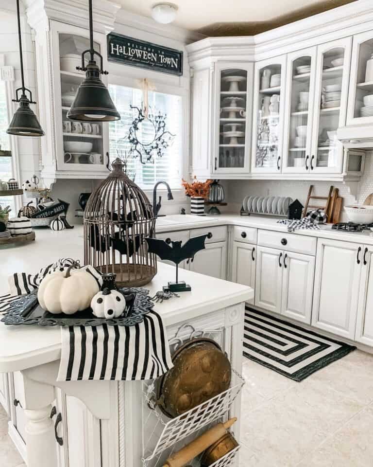 White Kitchen Halloween Decor