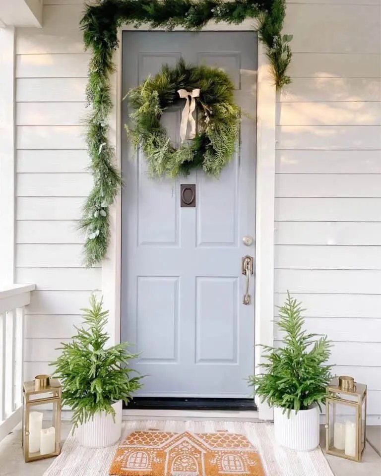 Blue Door Green Wreath