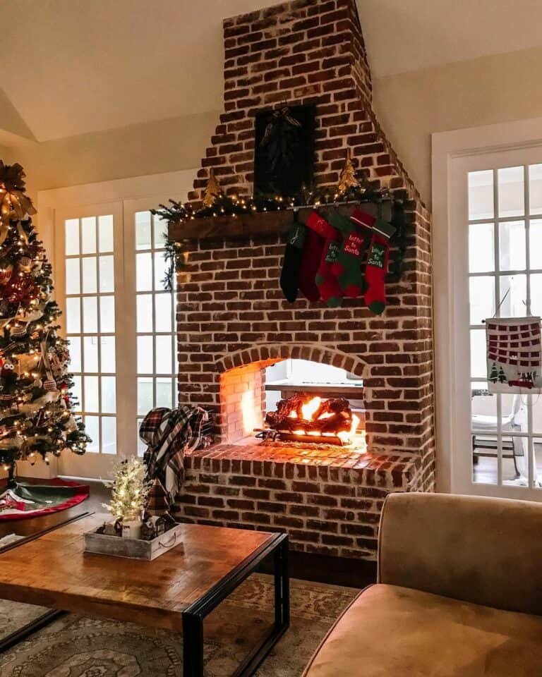 Brick Fireplace Christmas