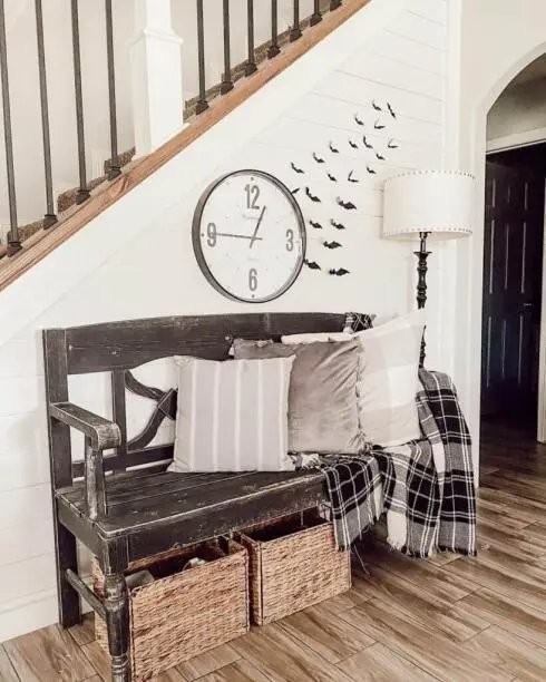 Cozy Halloween Bench Decor