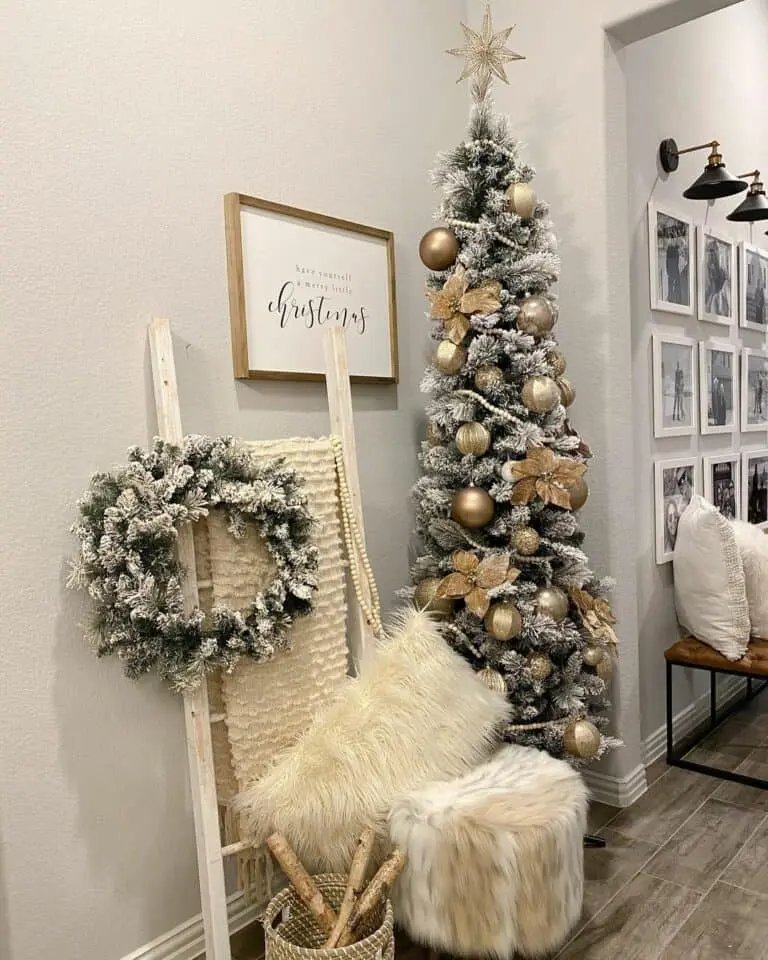 Flocked Tree Gold Accents