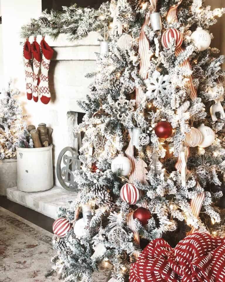 Flocked Tree Snowflakes