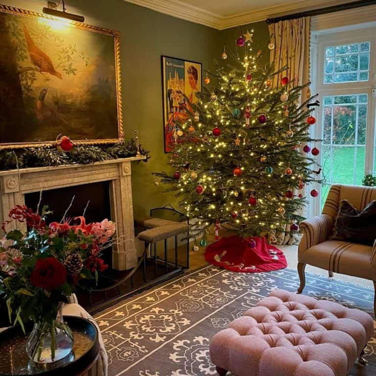 Olive Green Christmas Room