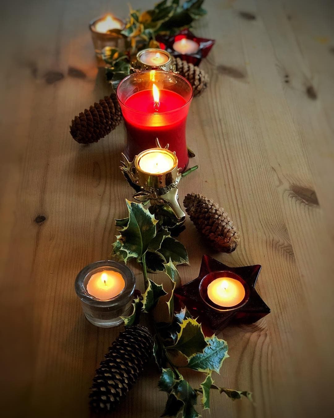 Pinecone Holly Candles