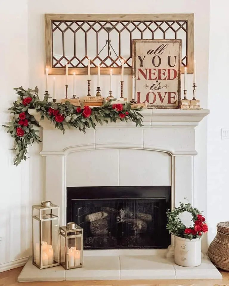 Rose Garland Mantel