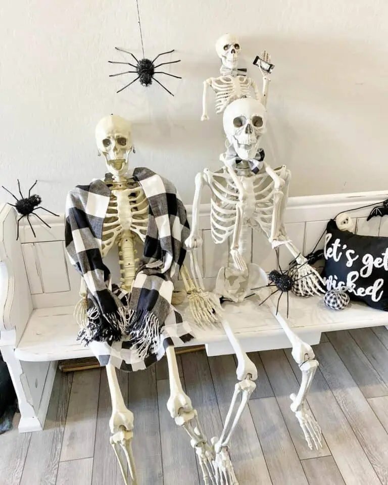 Skeleton Decor on Entryway Bench