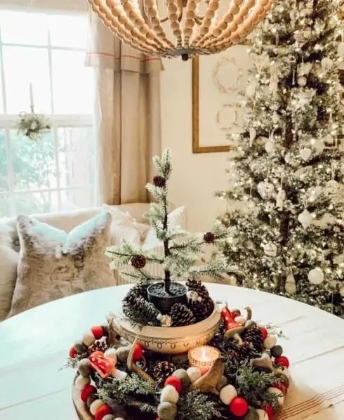 White Flocked Tree Centerpiece