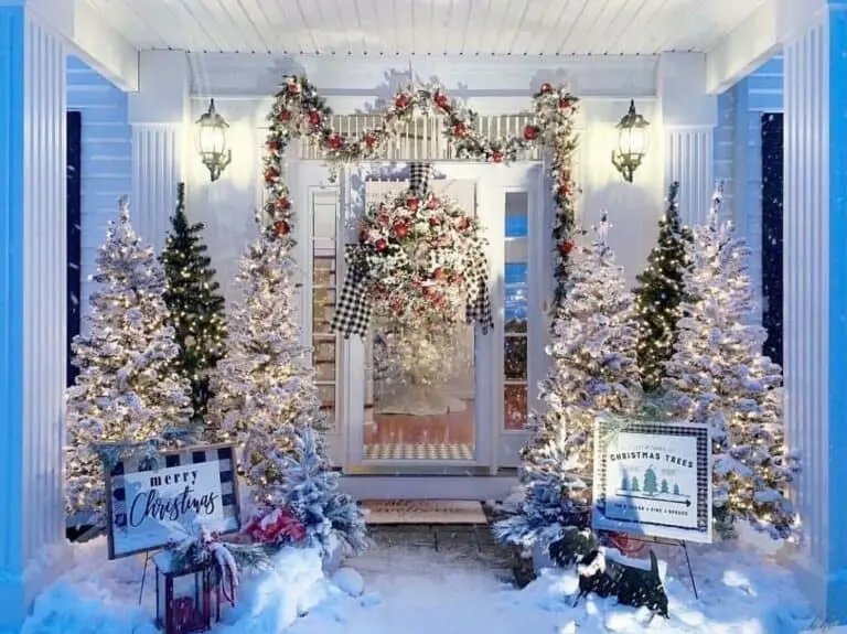 White Wreath Checkered Ribbon