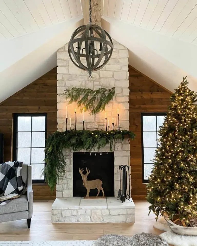 Wood Reindeer Mantel