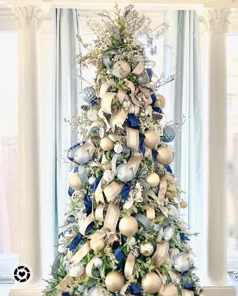 Beige Blue Ornaments