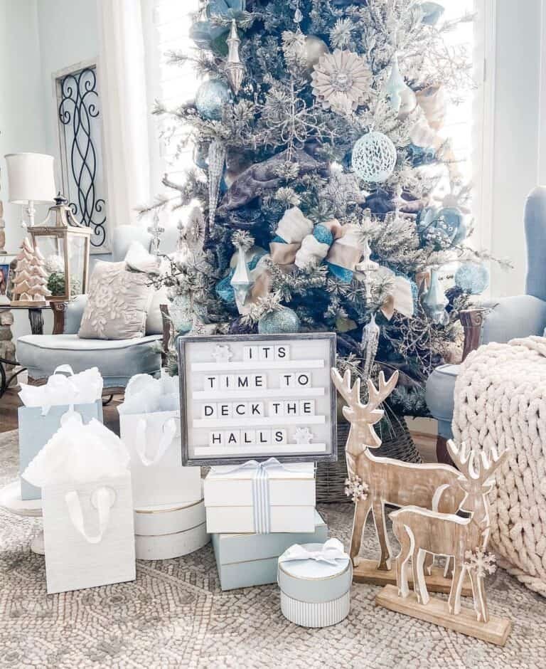 Blue Gold Tree Ornaments