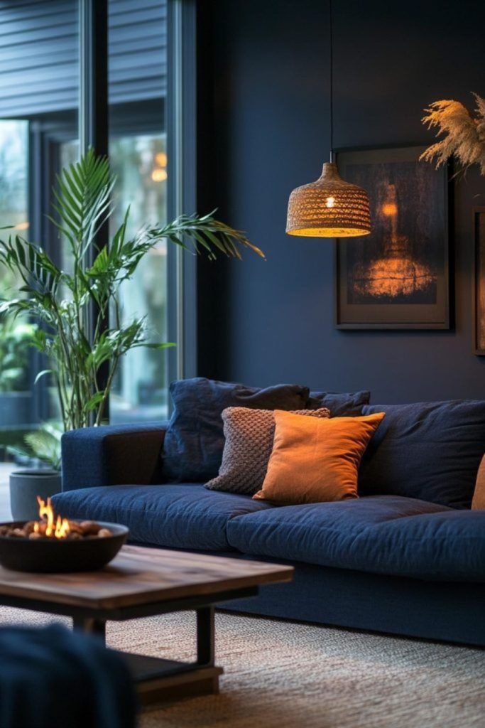 Indigo Velvet Living Room