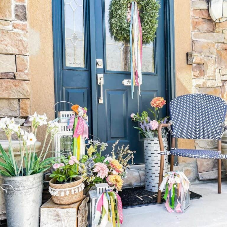Navy Door Spring Porch