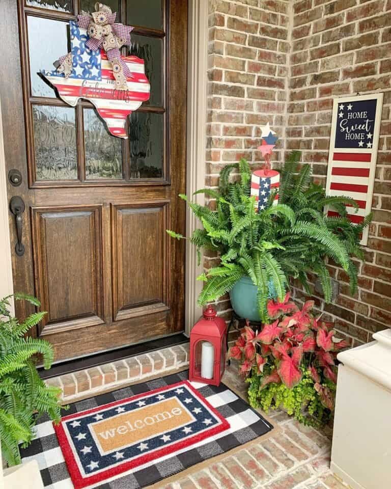 Brick Porch Patriotic Display